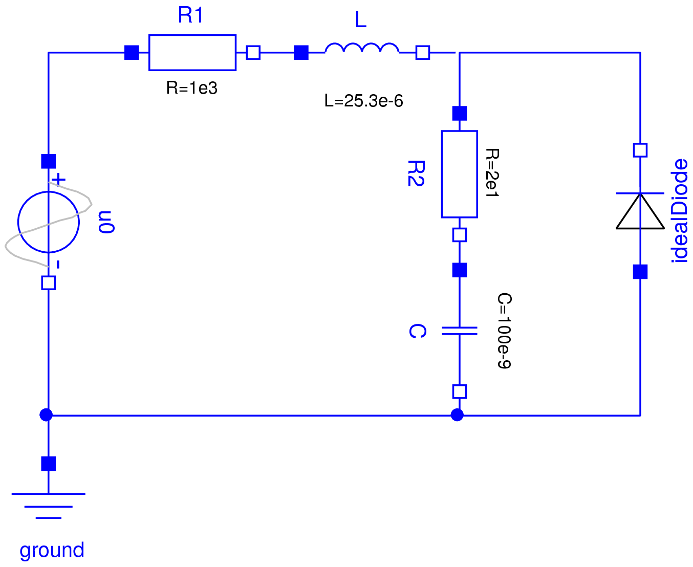 RLC circuit with diode