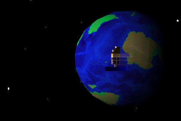 Satellit mit Nachbrenner